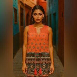 Love J sheer boho tunic top M